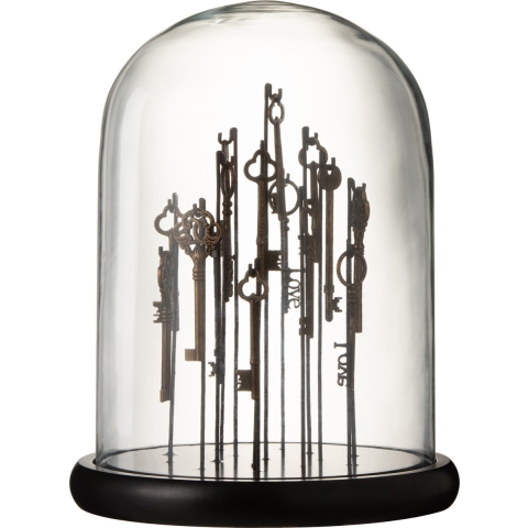 J-Line Bell jar keys glass dark brown medium