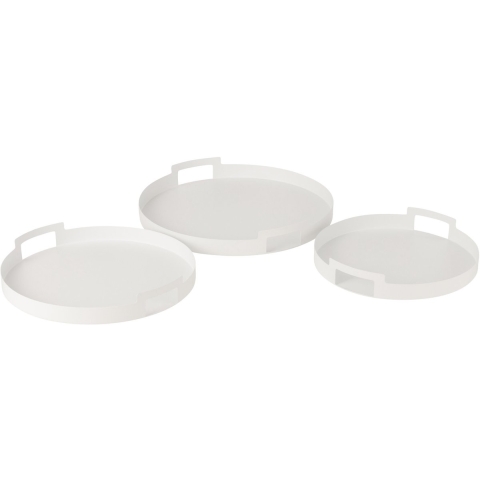 J-Line Set of 3 trays round metal white