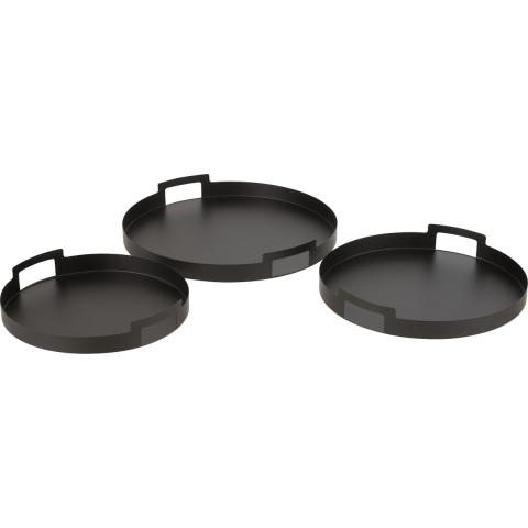 J-Line Set of 3 trays round metal black