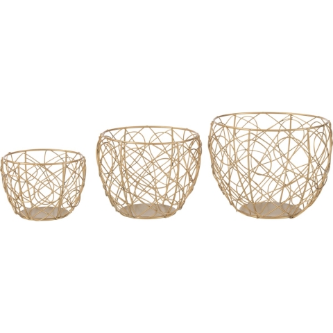 J-Line Set 3 baskets metal gold