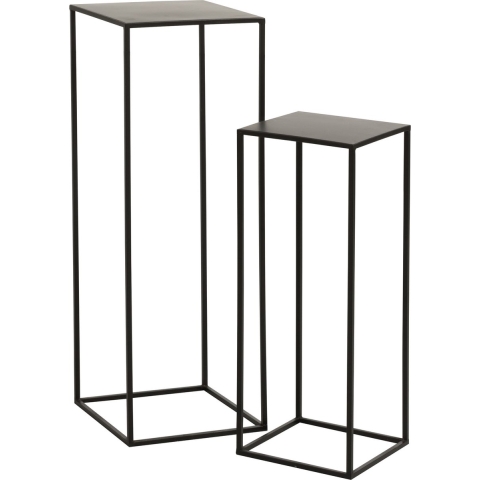 J-Line Set of 2 side tables square metal black