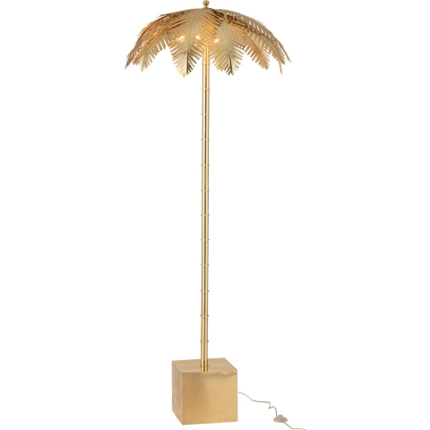 J-Line Lamp standing coconut leaves steel gold