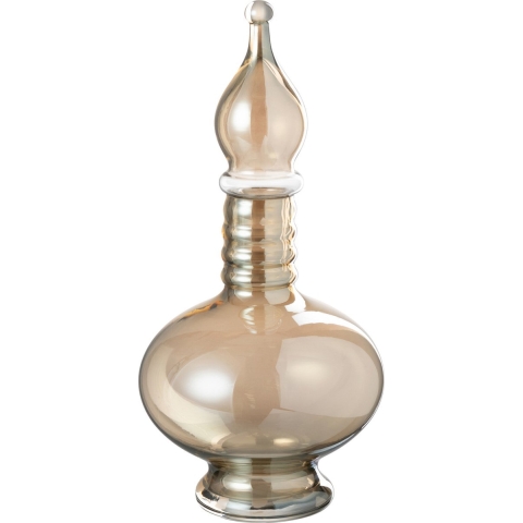 J-Line Vase+cap phial deco joey glass beige small