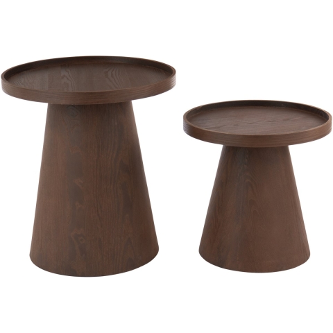 J-Line Set of 2 side table round mdf dark brown