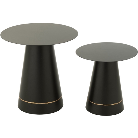 J-Line Set of 2 side table iron black/gold colored