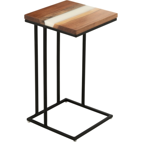 J-Line Side table square acacia wood/resin natural/white