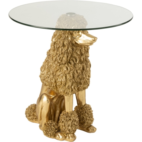 J-Line Side table poodle round polyresin gold colored