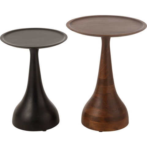 J-Line Set of 2 side tables paro mango wood brown/black