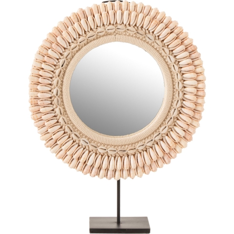 J-Line Mirror on foot mona shells light pink large