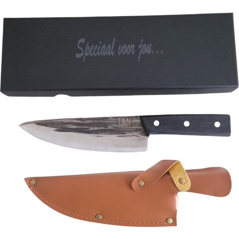 T&M Knives Torgnys - Koksmes 30cm - Handgemaakt Roestvrijstaal Inclusief Cadeaubox en Beschermhoes
