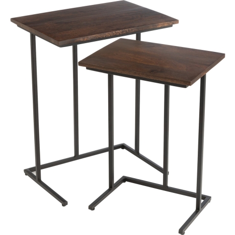 J-Line Set of 2 tables rectangle iron/mango wood brown/black