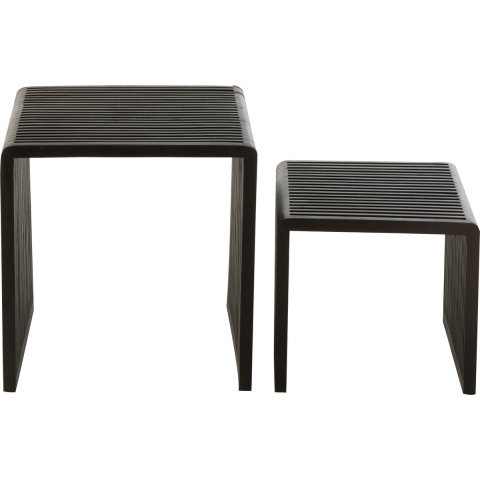 J-Line Set of 2 coffee tables cubic recycle teak black