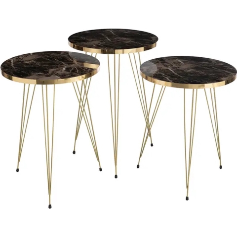 J-Line Set of 3 sidetables mdf/metal white/black