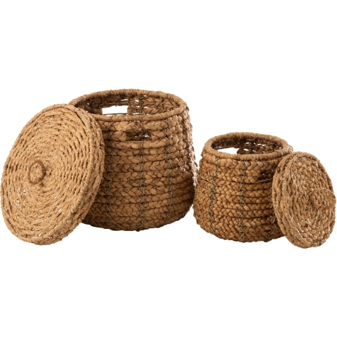 J-Line Set of 2 baskets maurice water hyacinth natural