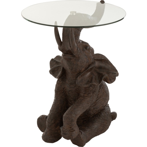 J-Line Table elephant poly/glass dark brown