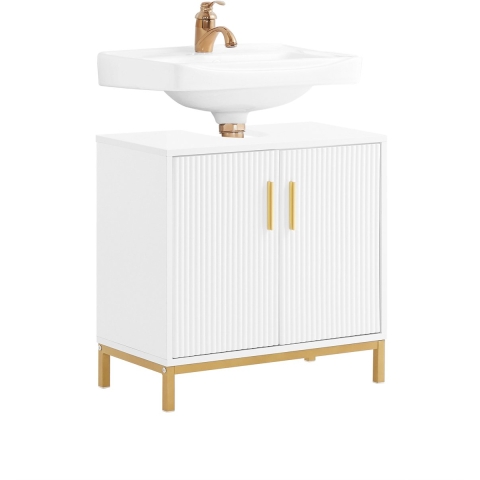 SoBuy BZR179-W - Onderkast - Wastafelmeubel met 2 compartimenten - Wit