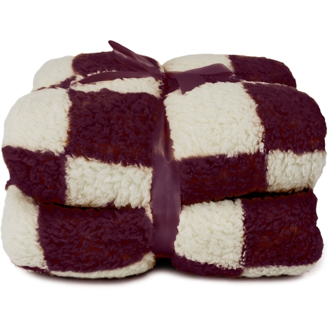 Unique Living plaid check 150x200cm dove white/ dark purple