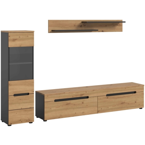 Furnilux Canu woonkamercombinatie staand-hangend artisan nb basaltgrijs nb abs. artisan