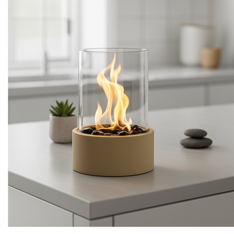 House Vitamin Table burner round sand 18x18x26,5cm