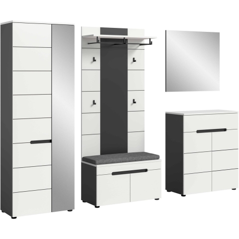 Furnilux Canu kledingkastcombinatie inclusief zitkussen nb basaltgrijs nb