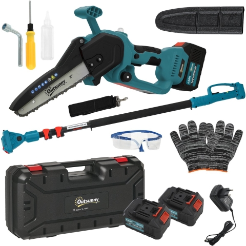 4goodz Outsunny 2-in-1 mini kettingzaag met steel tot 250 cm 580w met accu