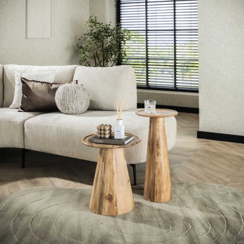 Hoyz bijzettafel cone set-2 massief acacia naturel