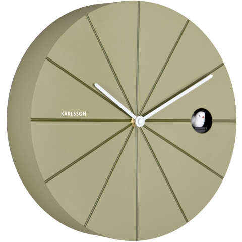 Karlsson wandklok destacado cuckoo olive green w. luxury green- Ø28cm