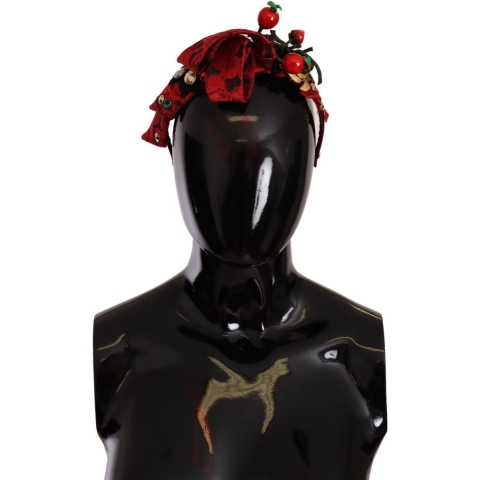 Dolce & Gabbana Red Tiara Berry Fruit Crystal Bow Hair Diadeem dameshoofdband
