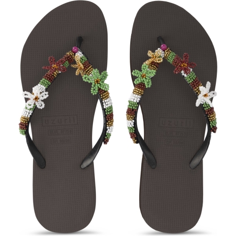 Uzurii Las dalias gold koffie dames slippers, , maat: