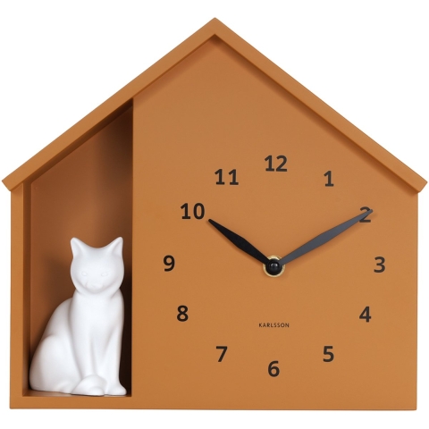 Karlsson wandklok siting cat oker- Ø24,9cm
