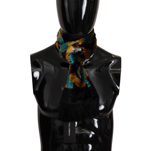 Dolce & Gabbana Multicolor DG Logo Print Sjaal Wrap Franje Heren Sjaal