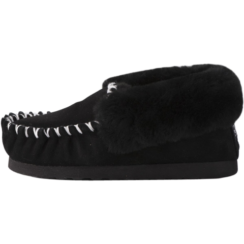 Aus Wooli "Waterloo" Australia Hand Stitched Womens Sheepskin Moccasin, Zwart