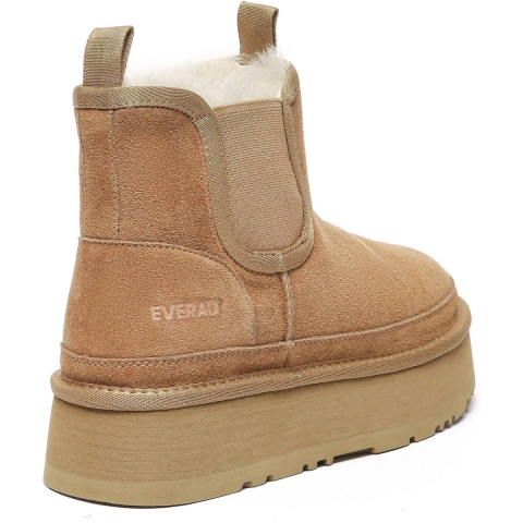 EVER AU Dames Leren Plateaulaarzen Chelsea-Stijl - Shoveler