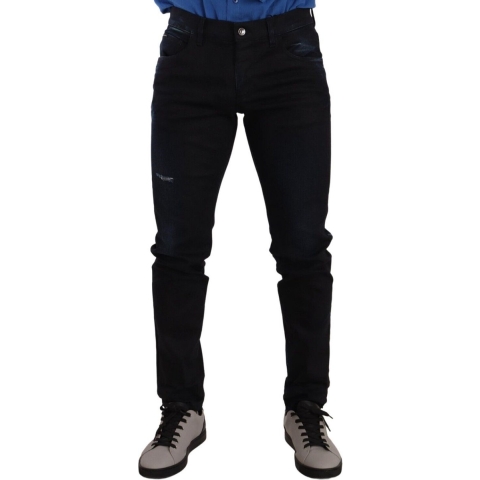 Dolce & Gabbana Mannen Donkerblauw Polka Gestippelde Zijden Sjaal