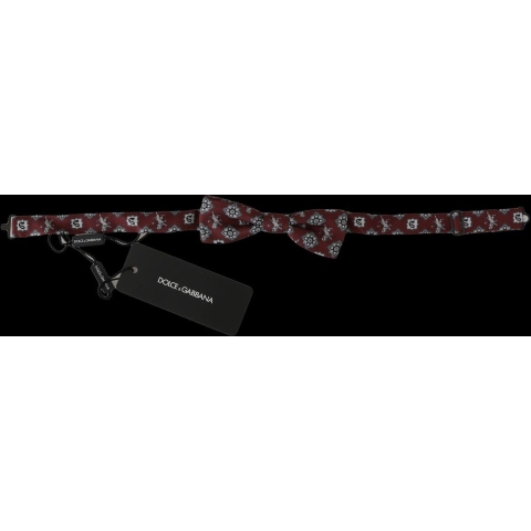 Dolce & Gabbana Herens Bordeaux Marron Leeuw Zijde Verstelbare Hals Strik