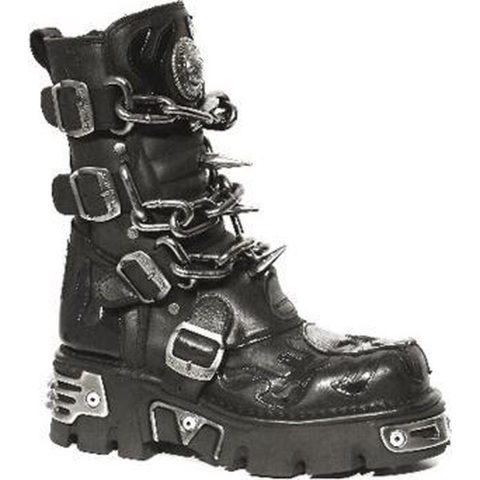 New Rock zwarte puntige gotische laarzen met halfhoge kuit-727-S1