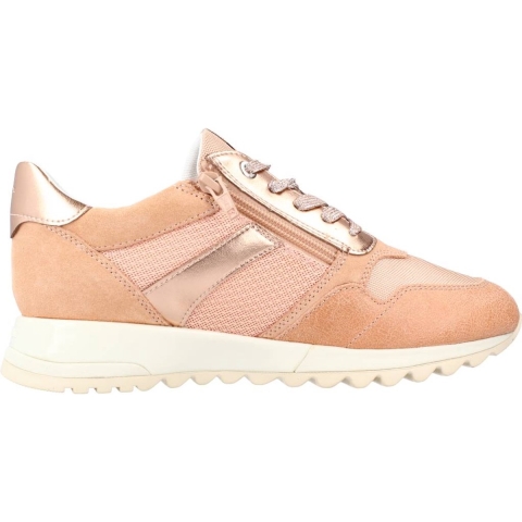 Geox Tabelya Leren Dames Perzikkleurige Sneakers