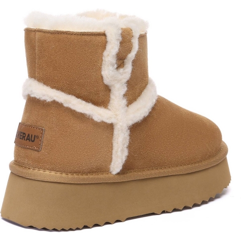 EVER AU Dames Leren Chique Plateaulaarzen - Barren