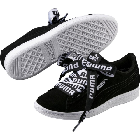 Puma Vikky Ribbon Zwart Leer Vrouwentrainers 365312 01