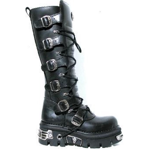 New Rock kniehoge zwart lederen gotische laarzen-272-S1