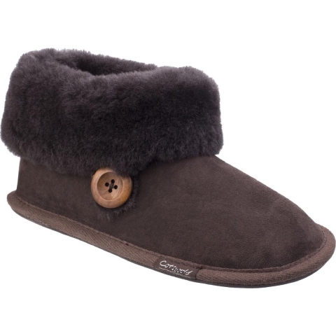 Cotswold Wotton Dameschocolade Slippers Van Leer