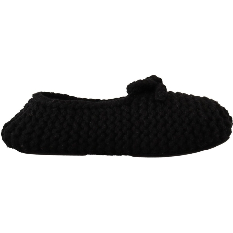 Dolce & Gabbana Dames Zwarte Slip-On Ballerina Flats Wol Gebreide Schoenen