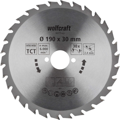 Wolfcraft Handcirkelzaagblad | HM | 30 Zähne | Ø190mm | 1 stuk - 6377000