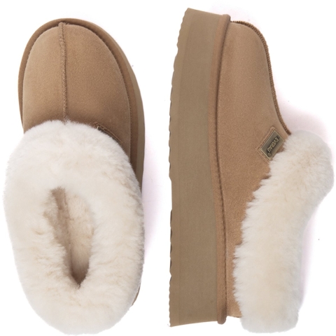 EVER AU Dames Leren Pantoffels - Topknot