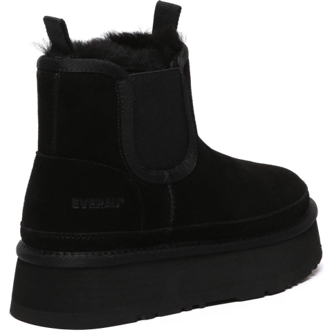 EVER AU Dames Leren Plateaulaarzen Chelsea-Stijl - Shoveler