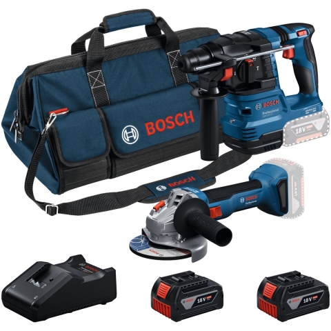 Bosch Blauw Accutoolkit Combipack 18V GWS 18V-8 + GBH 18V-22 | 2x GBA 18V 4,0 Ah + Lader GAL 18V-40 - 0615V0003C