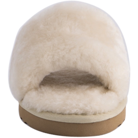 Aus Wooli Australia Womens Schapenvacht Fluff Slide Slippers Cream