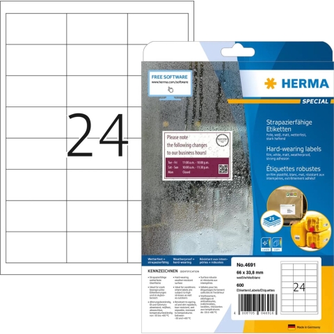 Herma folie-etiketten 66X33,8 25 vel DIN