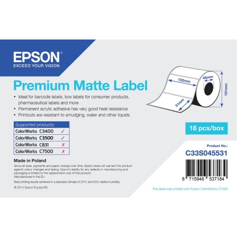 Epson Premium Matte Label, Die-cut102mm