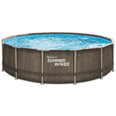 Summer Waves Zwembad Elite Frame 427 x 107 cm  Dark Double Rattan + filterpomp